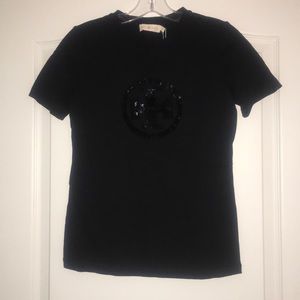 Tory Burch Emblem T-Shirt with black sequins